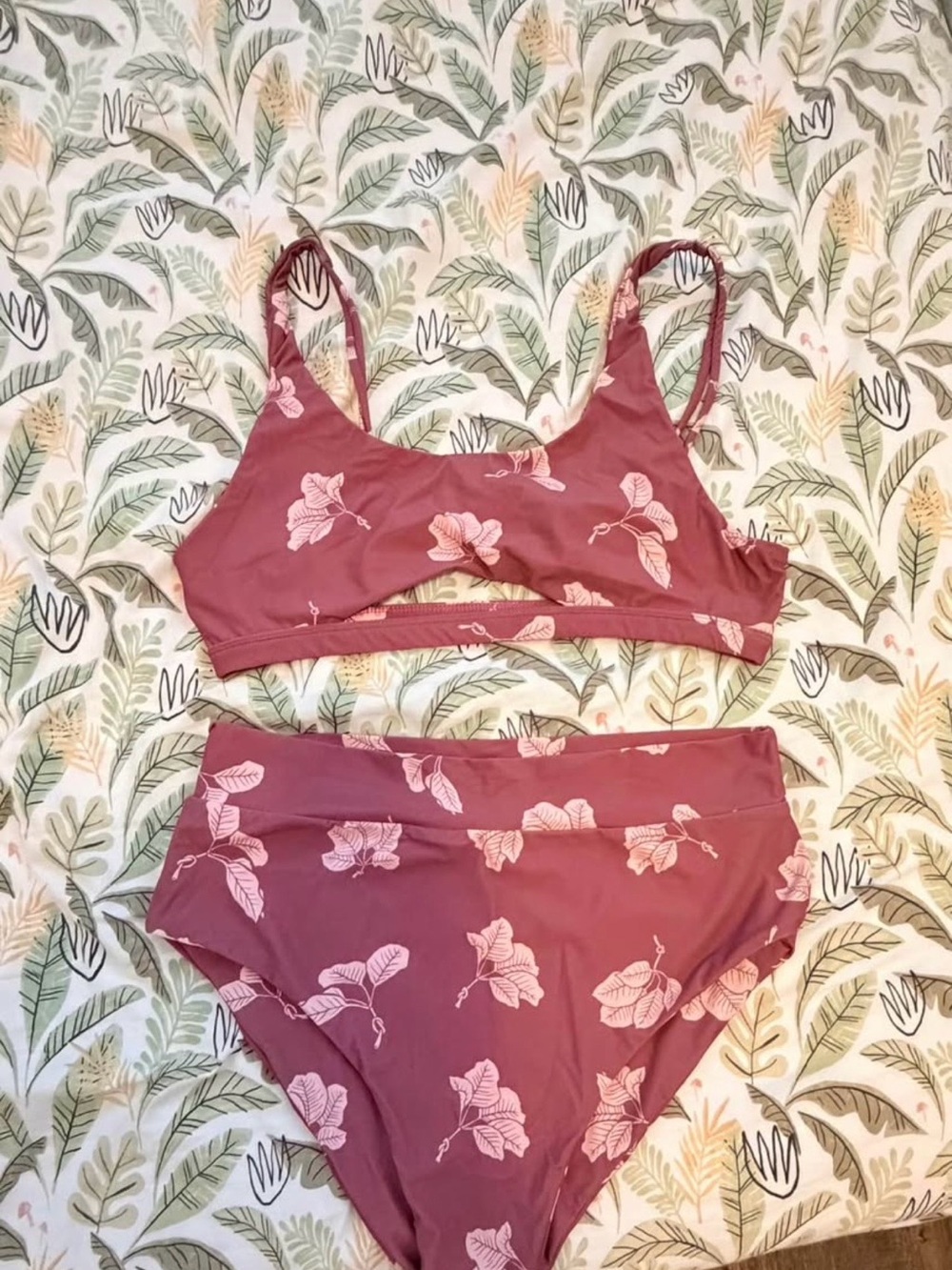 Mauve Floral Two-Piece Bikini Set